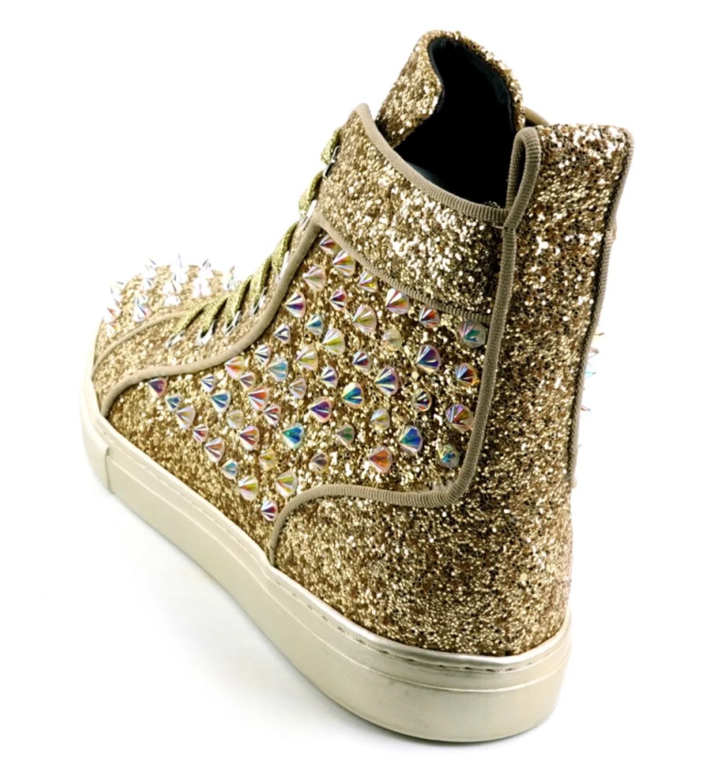 Gold Glitter Diamond Spikes Encore by Fiesso